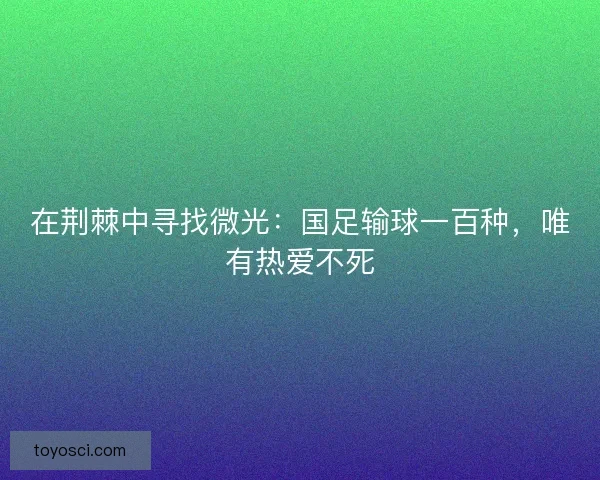 在荆棘中寻找微光：国足输球一百种，唯有热爱不死